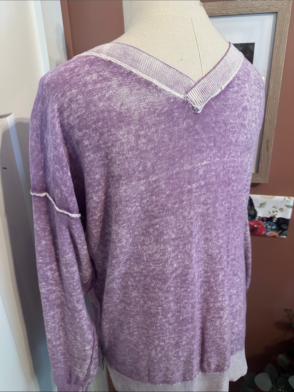 Sundance Samantha Lilac V-Neck casual 100% cotton hi lo Large sweater - Picture 8 of 14